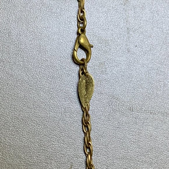 Vintage Cold Water Creek Gold Tone Faux Stone And Leaf Necklace 36" (2557) - Picture 8 of 9